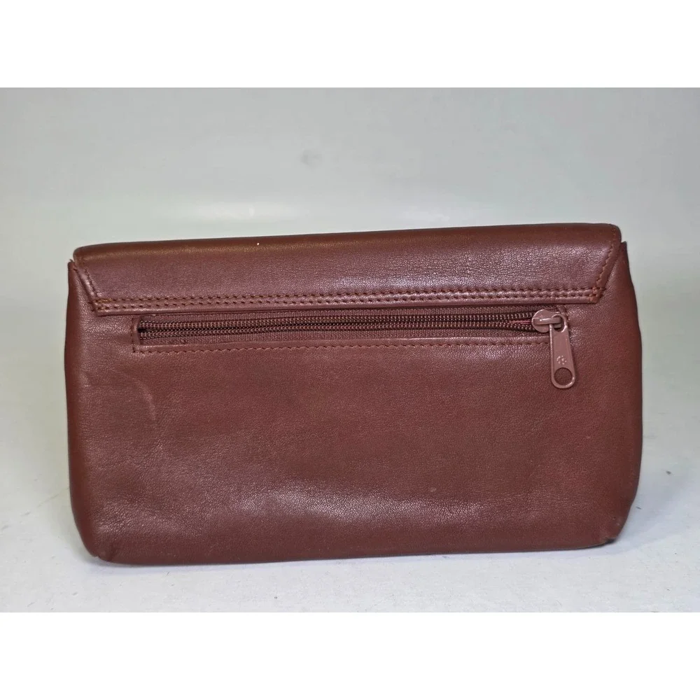 Amanda Smith Wallet Brown Leather With Zip Pocket Small Evening Clutch‎